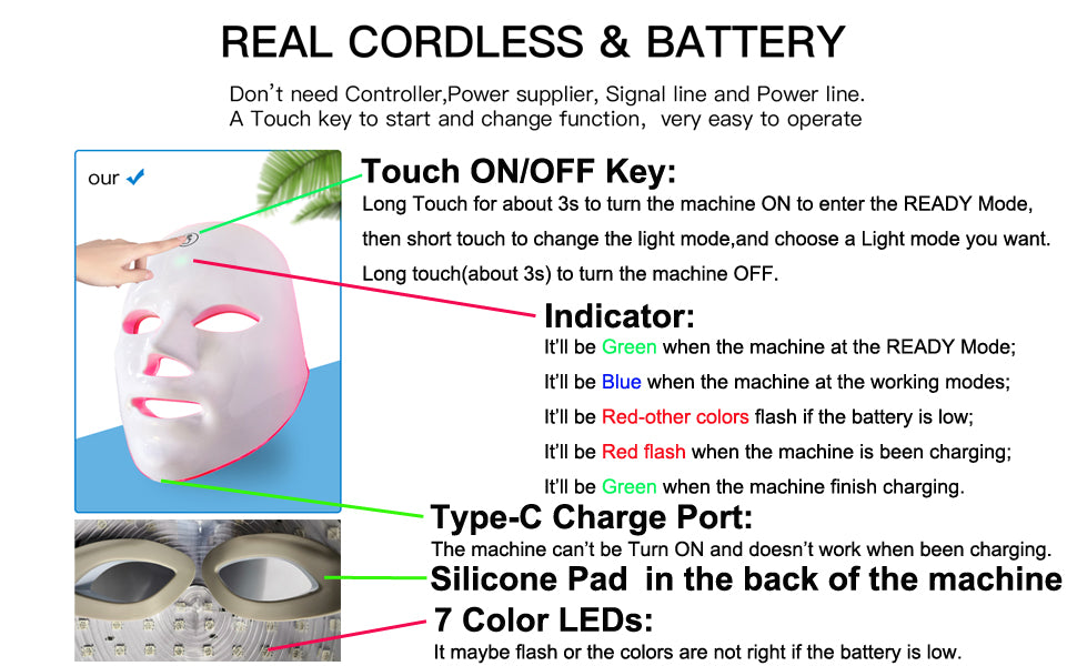 7 LED lights hydra face therapy mask 🎭